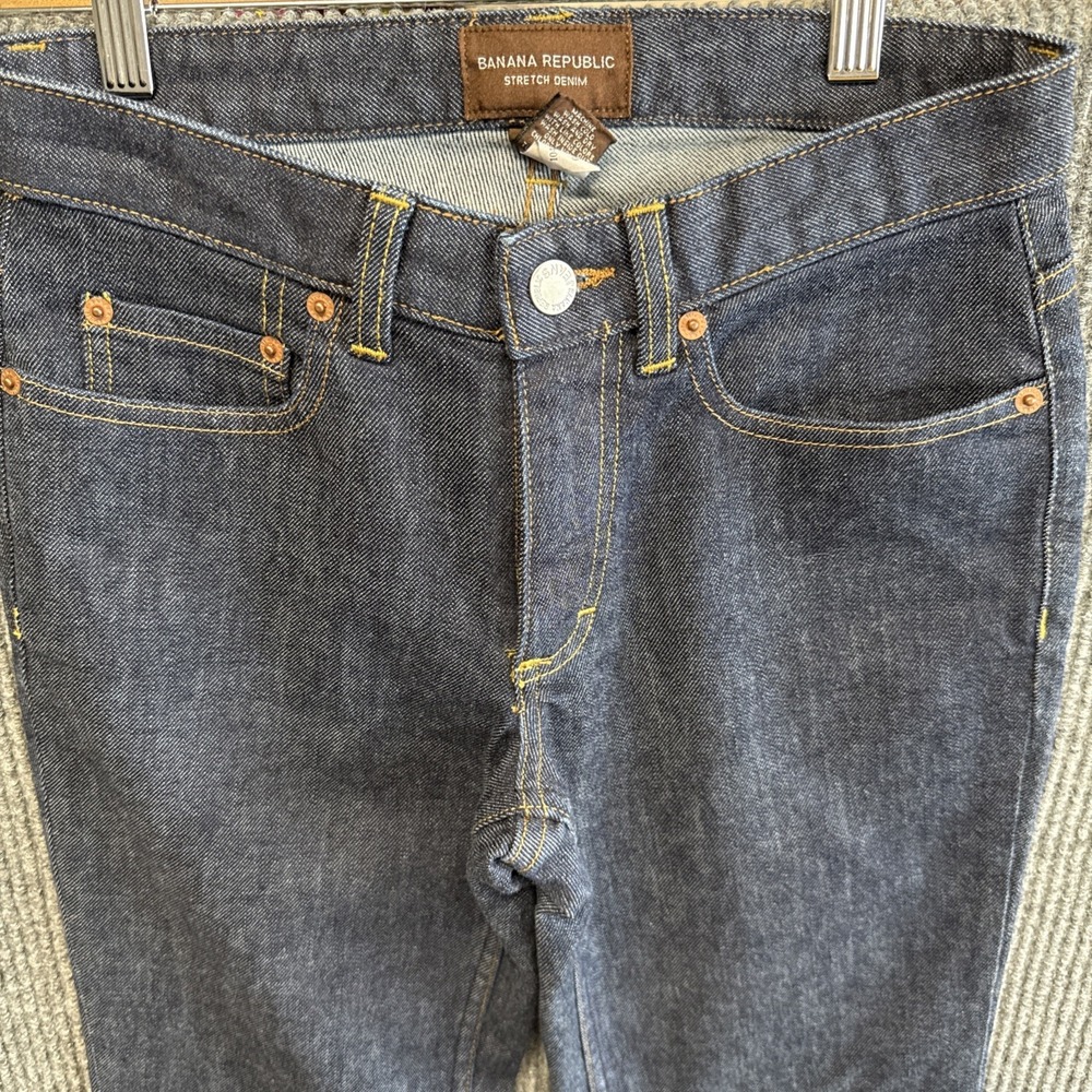 Banana Republic Womens Flare Stretch Denim Jeans Dark Wash‎ 0 Long Bell Bottom - Picture 2 of 8
